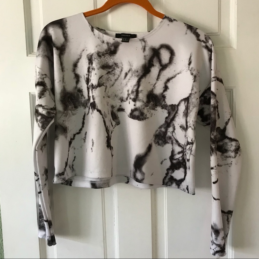 Marbled crop top long sleeve